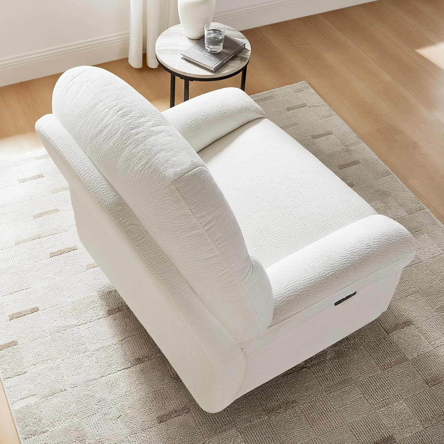 VANOMi Power Recliner Chair with USB & Type-C Charging, 270° Swivel Glider Rocker, Electric Nursery Recliner for Living Room, Bedroom, and Office, White