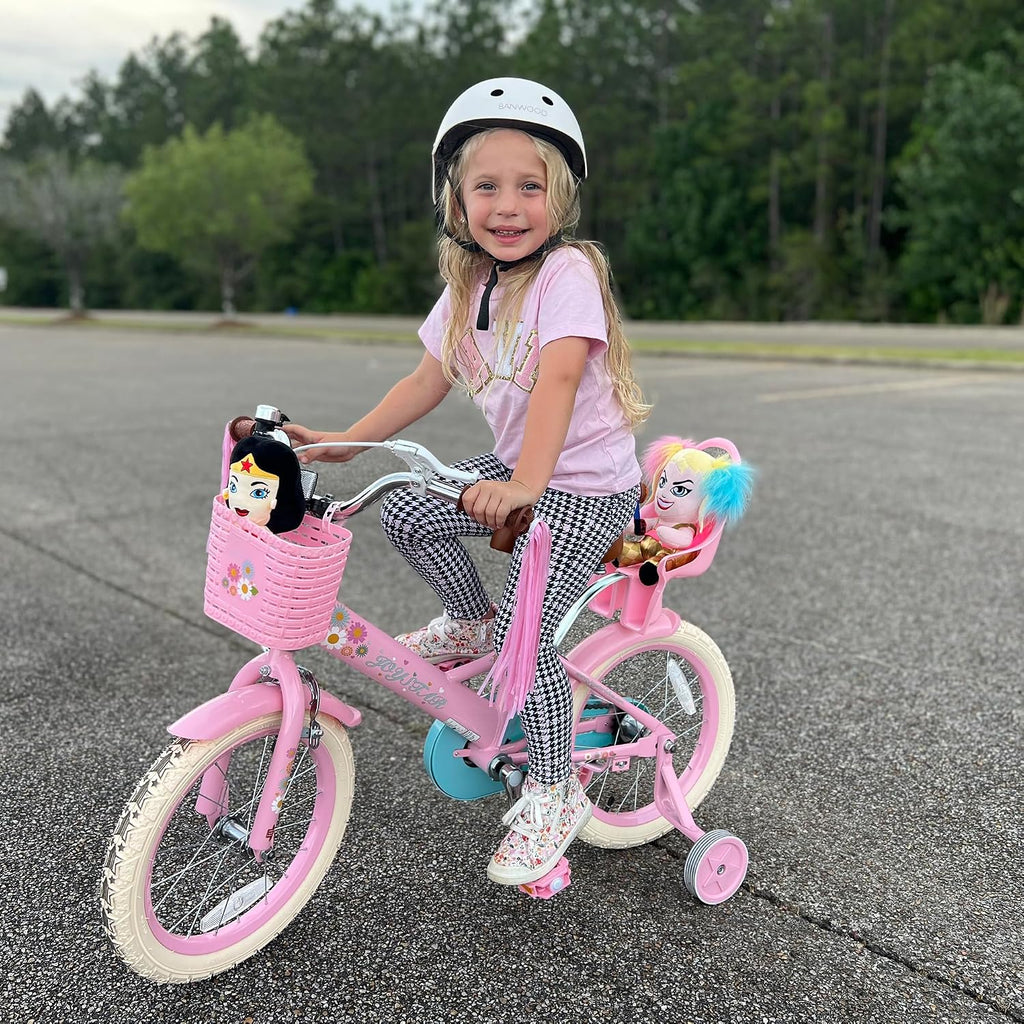 JOYSTAR Little Daisy Kids Bike for Girls Boys Ages 2-7 Years, 12 14 16 Inch Girls Bikes with Doll Bike Seat & Streamers, Boys Bike with Flag & Number Plate, Multiple Colors