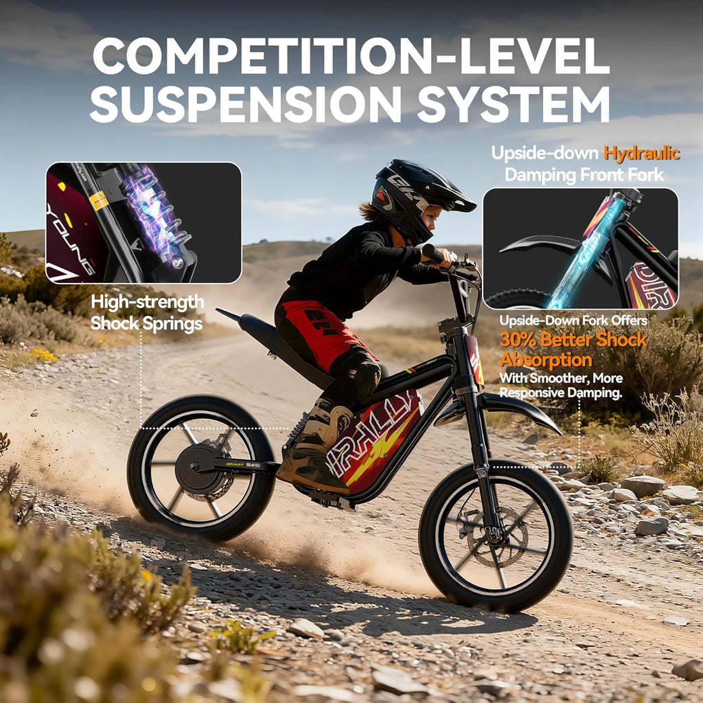 eAhora 36V 1000W Electric Dirt Bike for Kids 8+, 3-Speed Modes Kids Electric Bike, Up to 23MPH & 35 Miles Electric Off-Road Motocross for Kid, Hydraulic Brake & Dual Suspension, S4 Young Plus-Red