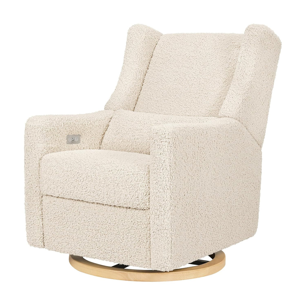 Kiwi Glider Recliner w/Electronic Control and USB | in Almond Teddy Loop w/Light Wood Base, Greenguard Gold Certified