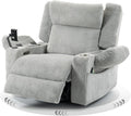 SINCRUMI Power Oversized Swivel Rocker Recliner with Dual Motor Adjustable Headrest for Adults, Glider Rocking Chair with Vibration and Heat, USB A&C Ports, Armrest Storage, Cup Holder, Light Grey