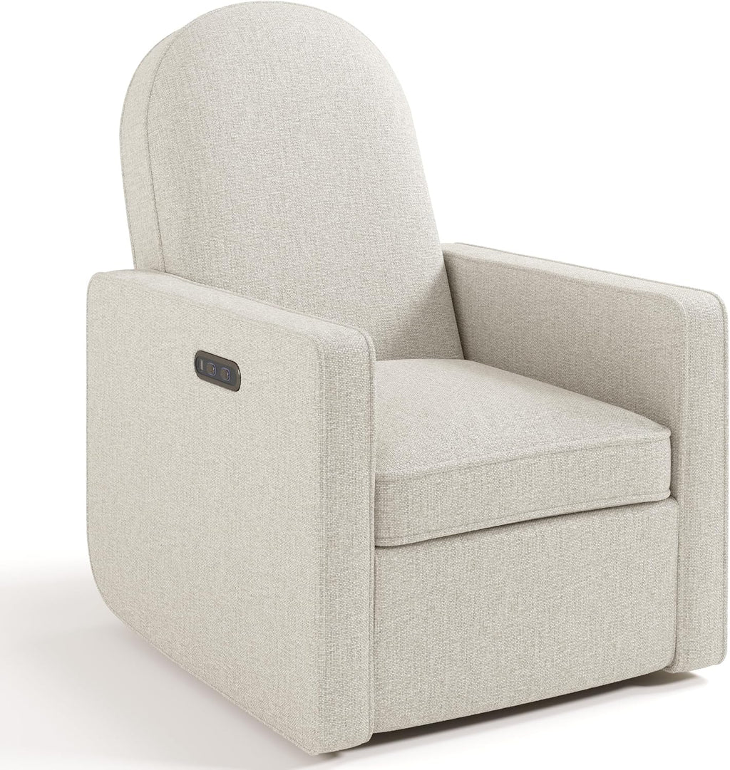 Graco Olivia Premium Nursery Power Recliner Swivel Glider, Smaller Profile for Smaller Rooms, Oeko-TEX 100 Certified, Upholstered Glider, USB Charging Port, Durable Metal Base – (Dune Basketweave)