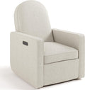 Graco Olivia Premium Nursery Power Recliner Swivel Glider, Smaller Profile for Smaller Rooms, Oeko-TEX 100 Certified, Upholstered Glider, USB Charging Port, Durable Metal Base – (Dune Basketweave)