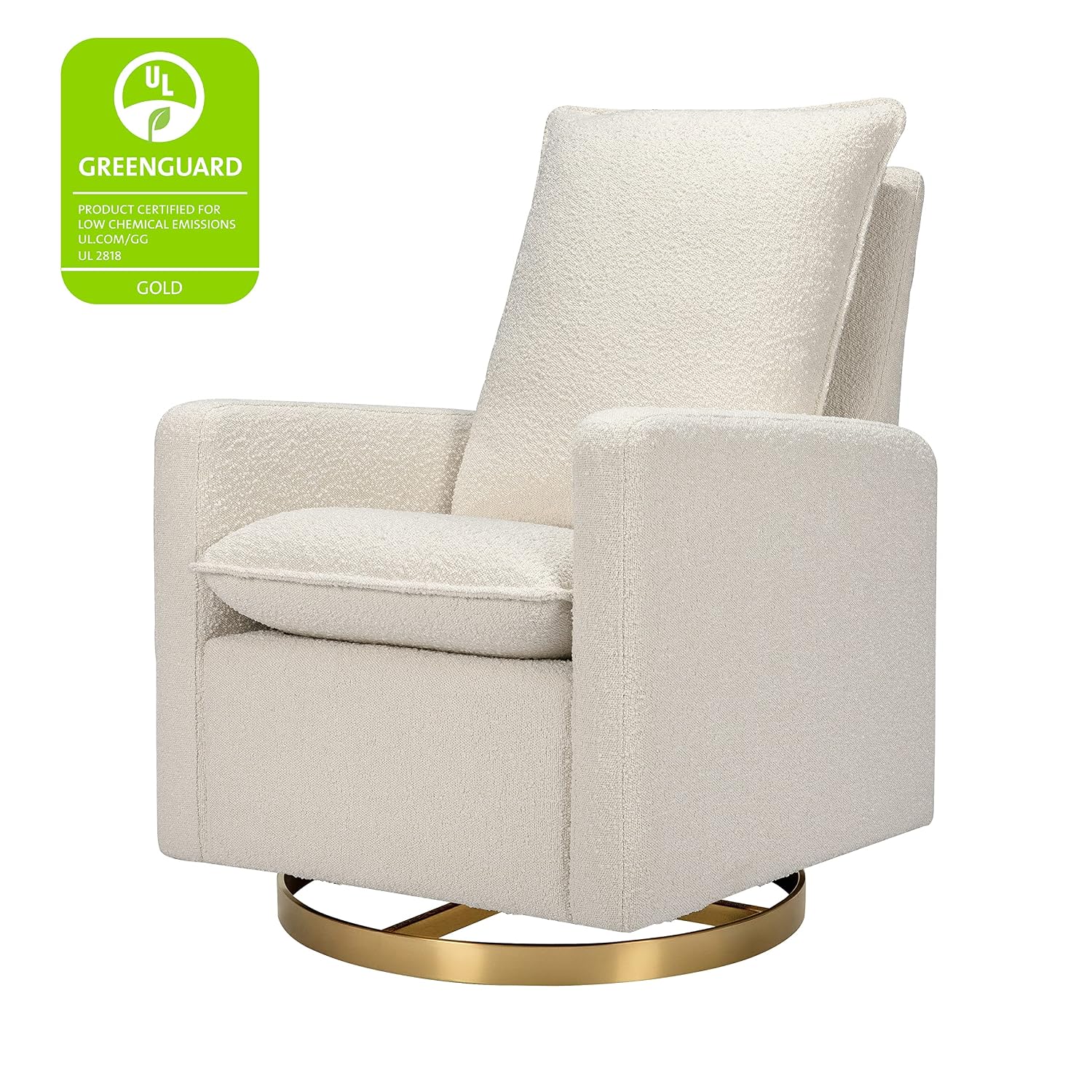 Babyletto Cali Pillowback Swivel Glide in Boucle, Greenguard Gold and CertiPUR-US Certified