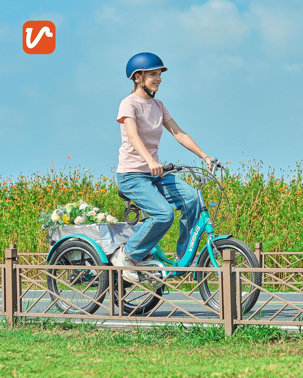 VIRIBUS Folding Tricycle for Adults, 20 inch Foldable Adult Tricycle 1 or 7 Speed Speed with Basket, Folding 3 Wheel Bikes for Adults Senior Women Men, Collapsible Mini Trike, Three Wheeler 330lb.