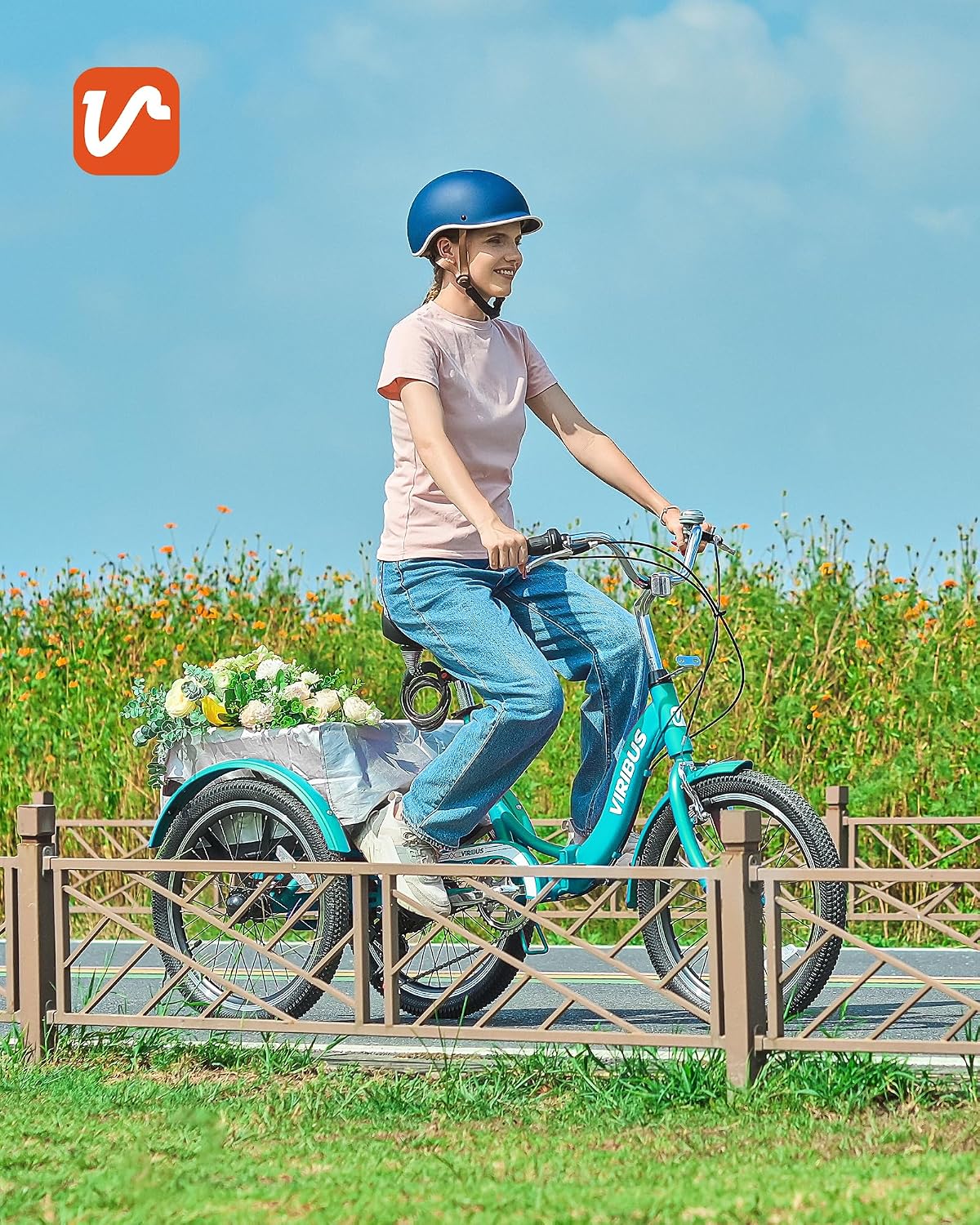 VIRIBUS Folding Tricycle for Adults, 20 inch Foldable Adult Tricycle 1 or 7 Speed Speed with Basket, Folding 3 Wheel Bikes for Adults Senior Women Men, Collapsible Mini Trike, Three Wheeler 330lb.
