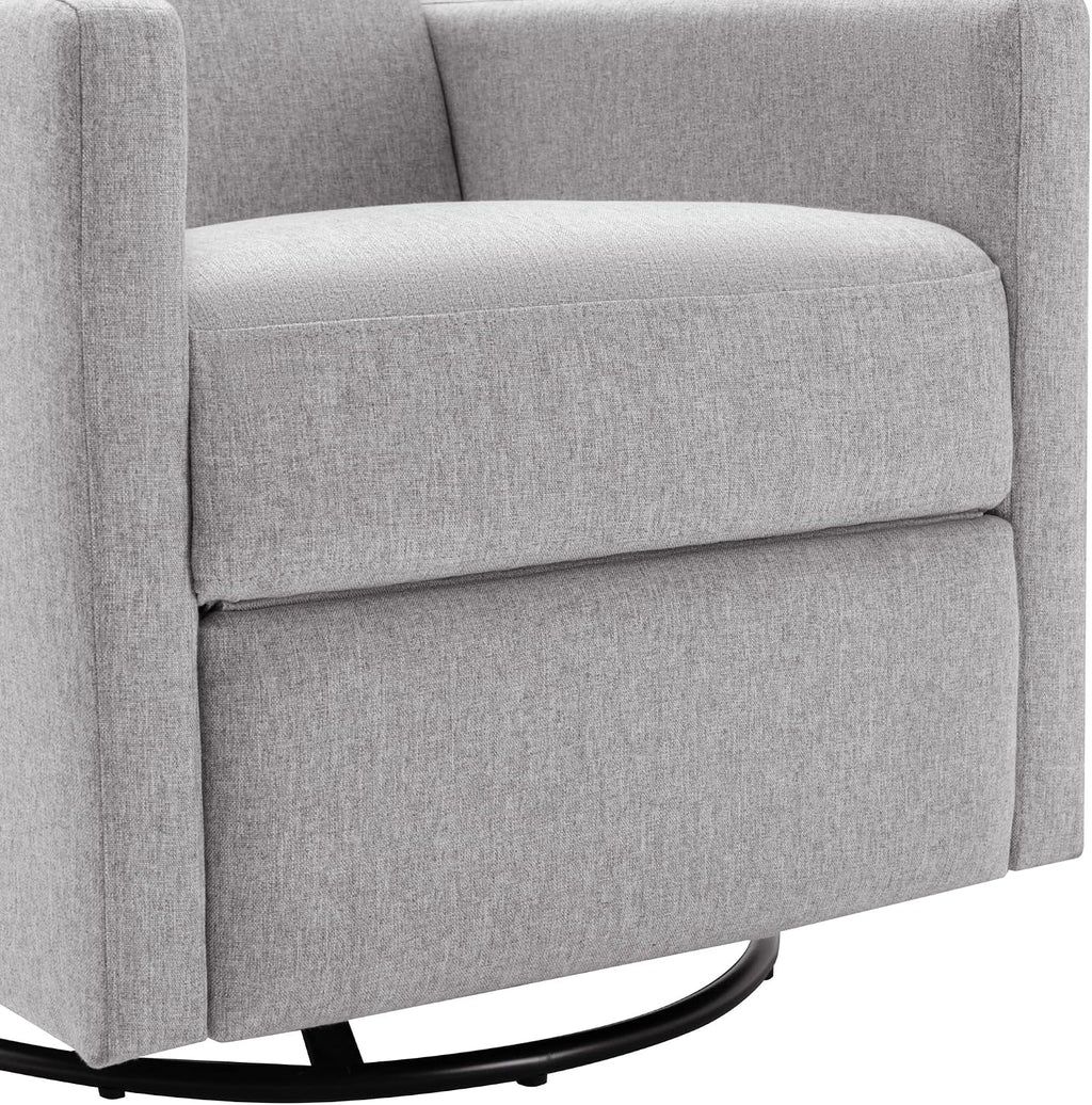 LUMISOL Swivel Rocking Recliner Chair for Adults, Nursery Swivel Glider Chair Manual Reclining Single Sofa Chair, Linen Upholstered Glider Rocker Recliner with High Back, Gray