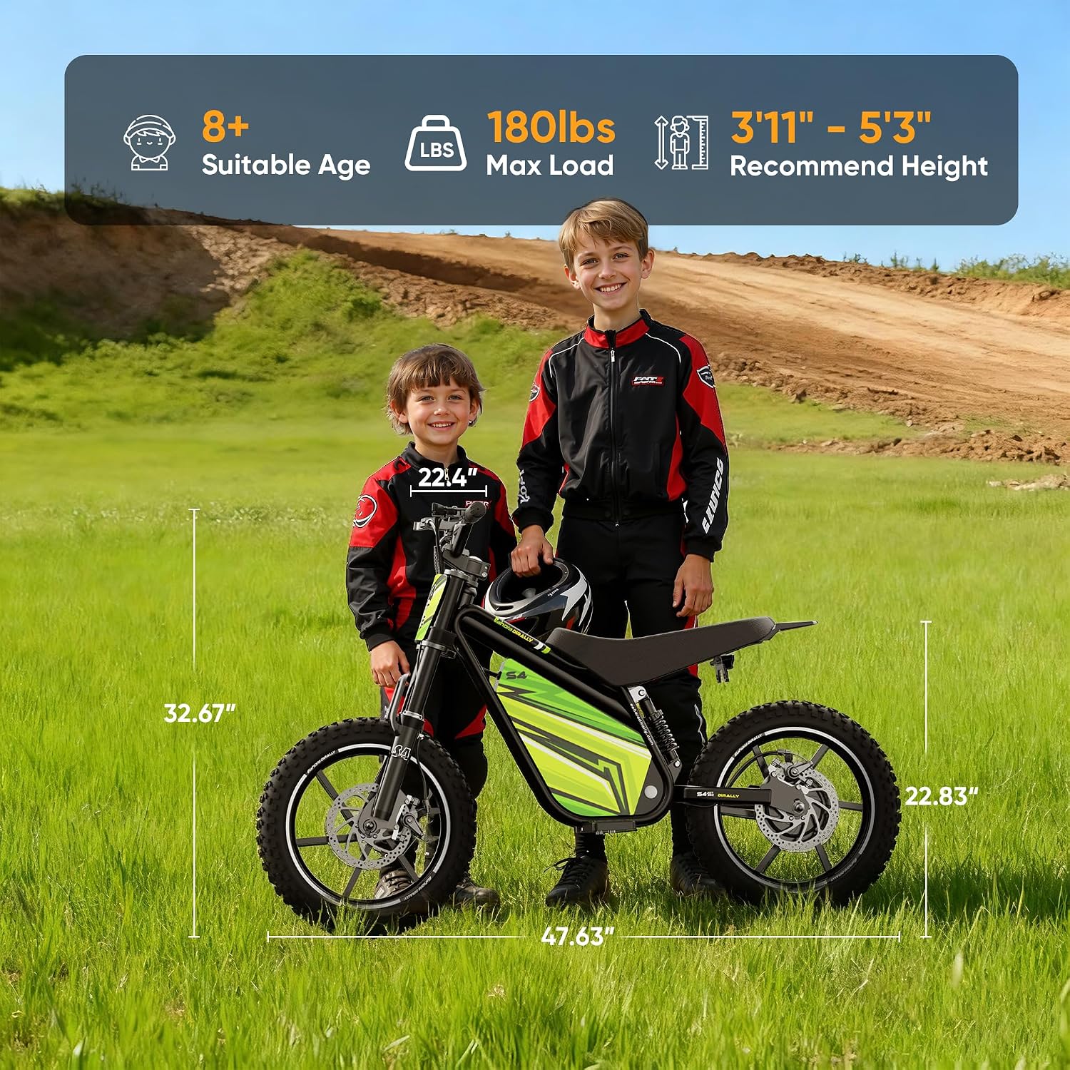 eAhora 36V 800W Electric Dirt Bike for Kids 8+, 3-Speed Modes Kids Electric Bike, Up to 18.6MPH & 28 Miles Long-Range Electric Off-Road Motocross for Kid, Full Suspension & Disc Brake, S4 Young-Red
