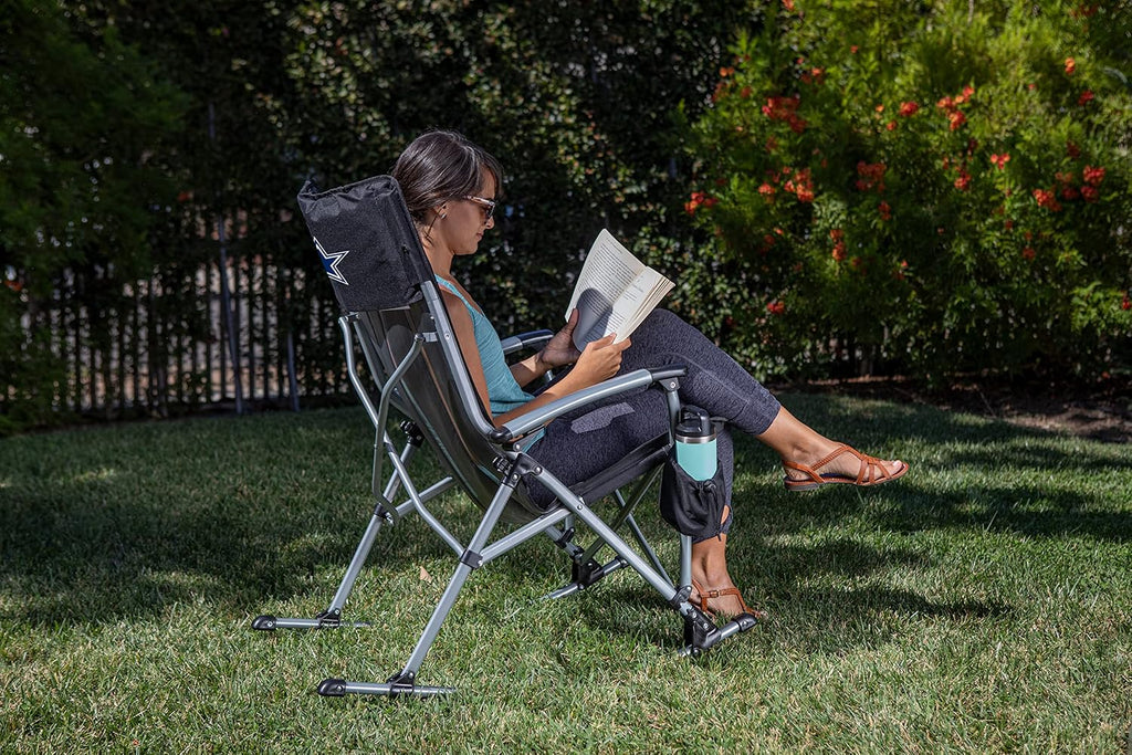 Picnic TIME NFL Unisex-Adult NFL Outdoor Rocking Camp Chair, XL Heavy Duty Camping Chair for Adults