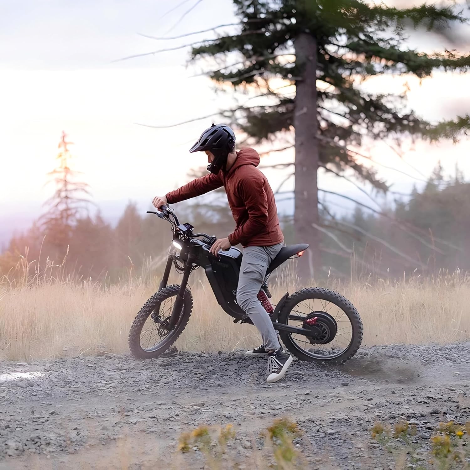 Freego Electric Motorcycle Bike for Adults Teen, X2 Electric Dirt Bike 6000W(Peak) Motor 60V/30Ah Removable Battery, 50MPH Off Road Electric Mountain Bike,19' x2 Tire, UL 2849 Certified