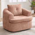 JIVOIT 360° Swivel Barrel Accent Chair, 36.6' Swivel Round Sofa Chair with Dual-Layer Cushion Design, Modern Upholstered Single Sofa for Living Room, Bedroom, Office and Hotel (Pink, 121)