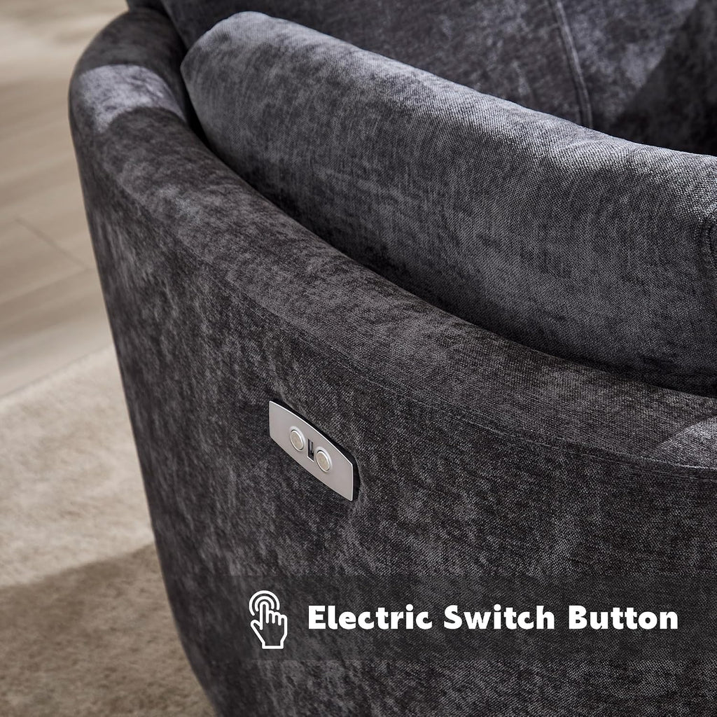 Power Recliner,Nursery Swivel Rocking Glider Chair with USB Port,Electric Upholstered Adult Recliner Rocking Chair with 2 Pillows for Living Room Bedroom (Drak Grey, Power-Driven)