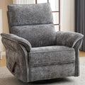 Oversized Swivel Rocker Recliner with Adjustable Headrest, Rocking Chair Nursery with Overstuffed Armrest, Manual Rocker Recliner Nursery Chair for Living Room, Dark Grey