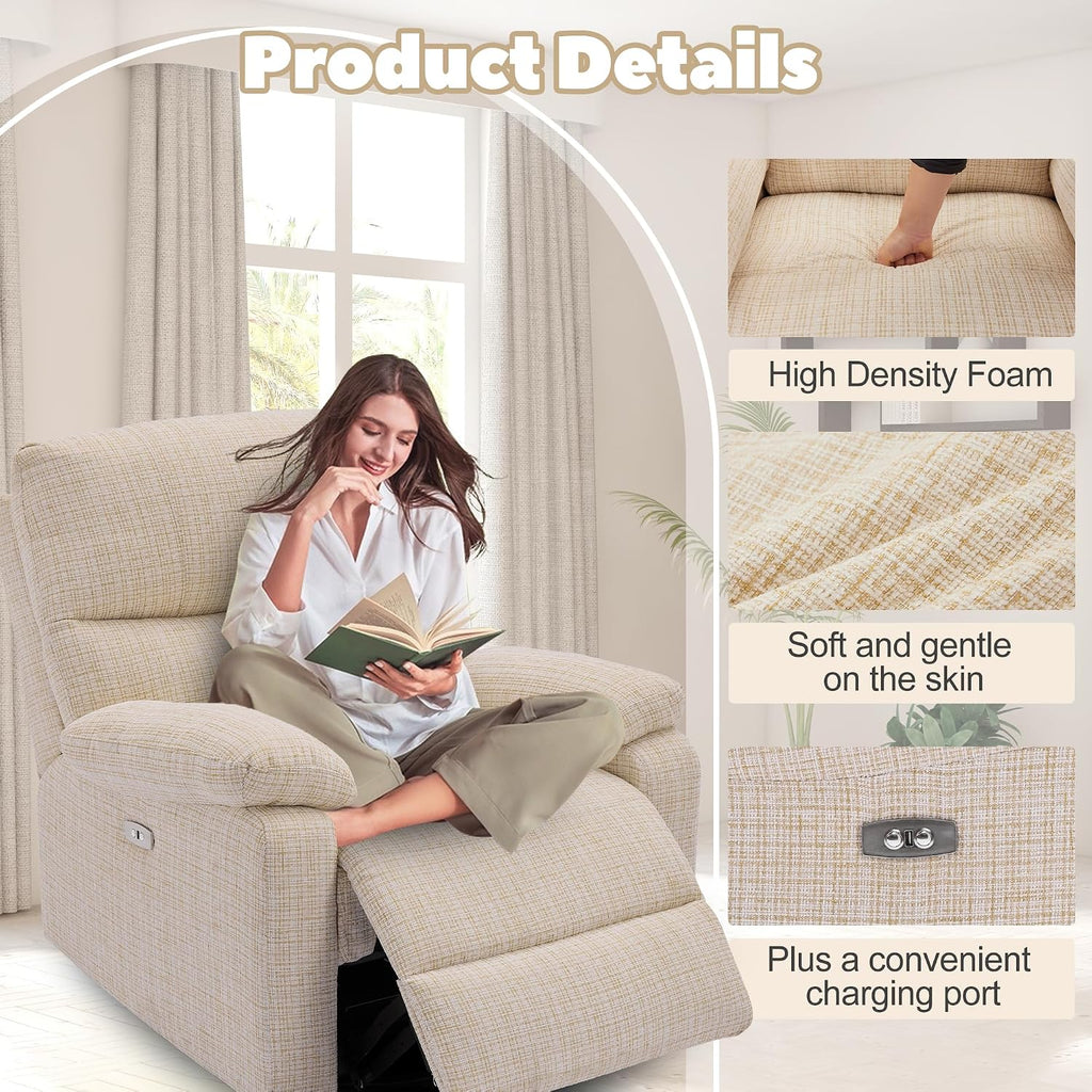 Power Nursery Swivel Recliner Lumbar Support Electric Rocking Swivel Glider with Adjustable Headrest Breastfeeding Swiveling Nursery Recliner Glider for Living Room Bedroom Nursing