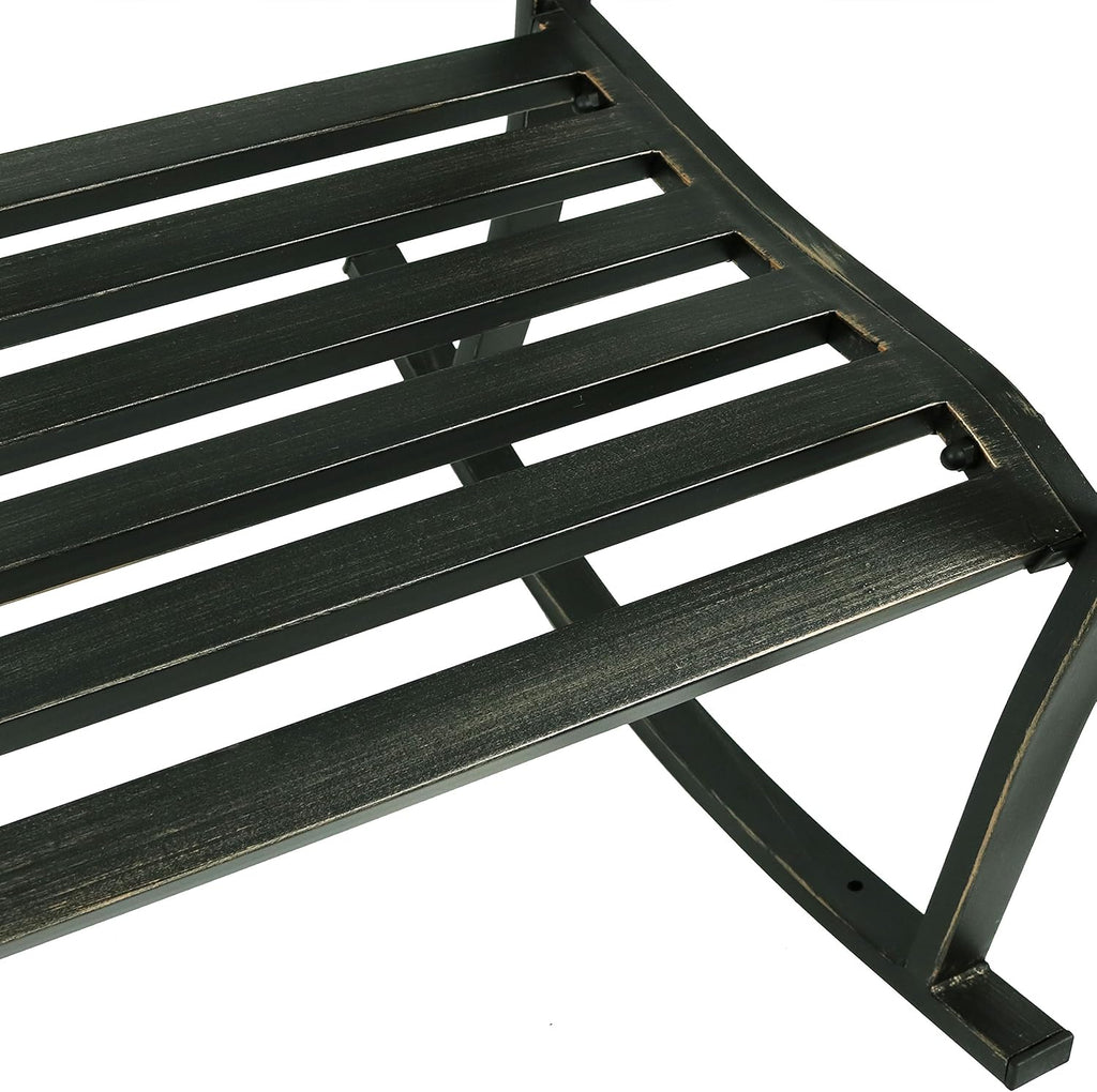 Sunnydaze Outdoor Rocking Chair for Lounging – Durable Metal Patio Chair with Cast Iron & Steel Frame – Ideal for Backyard, Lawn, or Garden – 275lb Capacity