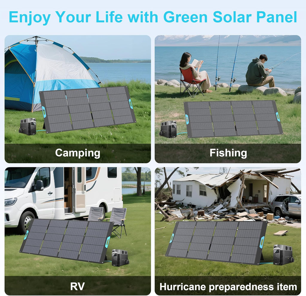 400W Portable Solar Panel, 23% High Efficiency Foldable Solar Charger for Power Station, IP67 Waterproof Fast Setup with Sturdy Kickstands for RV, Camping, Off-Grid Blackouts