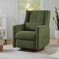 KISLOT Upholstered Recliner Swivel Glider Nursery Chair Reclining Performance Fabric Rocker with Wood Base,Boucle,Moss Green