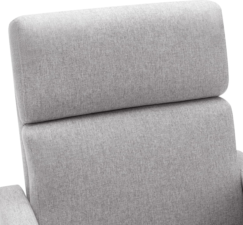 JIVOIT Modern Upholstered Recliner Chair with Tall Backrest, Rocker Nursery Chair Plush Seating Glider Swivel Recliner Chair, Single Sofa Home Theater Seating with Square Arms (Gray+Square Arms)