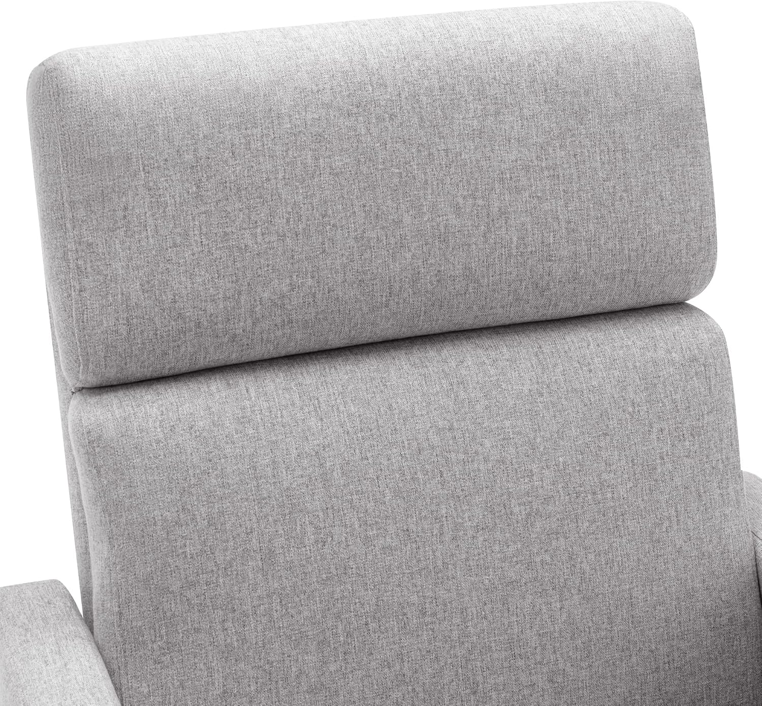 JIVOIT Modern Upholstered Recliner Chair with Tall Backrest, Rocker Nursery Chair Plush Seating Glider Swivel Recliner Chair, Single Sofa Home Theater Seating with Square Arms (Gray+Square Arms)