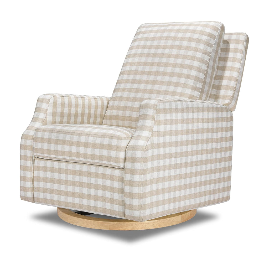 Namesake Crewe Glider Recliner Nursery Chair - GREENGUARD Gold & Certi-PUR US Certified Rocker Recliner - Glider Rocking Chair for Nursery & Living Room - Manual, 360° Swivel, Tan Gingham