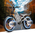 eAhora 2025 Romeo Pro 2 Electric Bike for Adults 4000W Dual Motor Electric Bicycle 46MPH 52V 70Ah 200+Miles Long Range 26 * 4.0 Fat Tire Full Suspension Electric Mountain Bike Rack+Basket Gray
