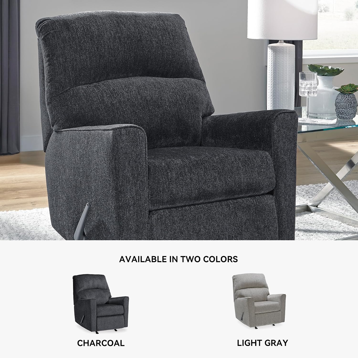 Signature Design by Ashley Altari Rocker Recliner Chair, Plush Chenille Upholstered Reclining Chair, Gentle Rocking Motion, Cozy Seating for Everyday Relaxation, 34' W x 39' D x 40' H