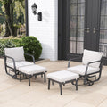 Outlux Patio Glider Swivel Rocker Sets: 4Pieces Aluminum Alloy Ensemble with 360° Swivel Rocking Glider Chairs, Rust-Resistant Frame Gray Cushions -Perfect for Decoration (2 Glider Chairs& 2Ottomans)