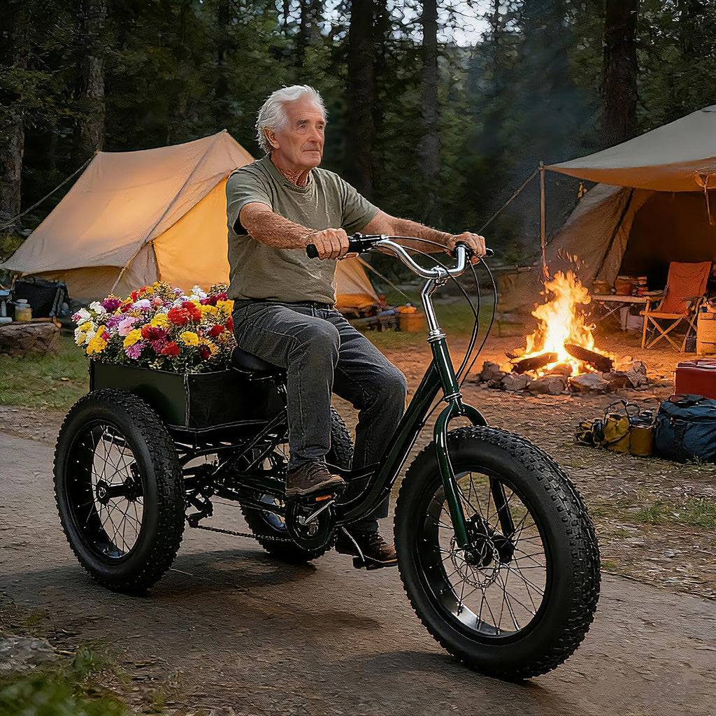 Tricycle for Adults, 20 Inch Fat Tire Trike for Adults, 7-Speed Adult Tricycle 20x4 Fat Tire Trike with Dual Disc Brakes & Rear Basket, 450lbs Capacity Cruiser 3 Wheel Bikes