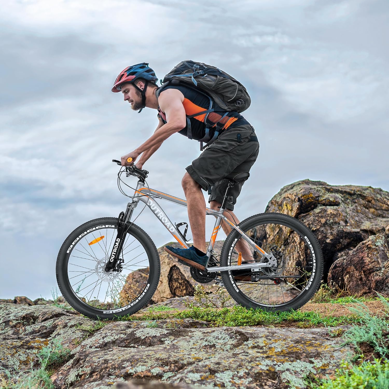 Outroad 26 Inch Mountain Bike, 7/21-Speed/High-Carbon Steel/Aviation Grade Frame, Dual Disc/V Brake, Adjustable Ergonomic Seat Bicycle for Men Women Adult, Quick Assembly in 20 Minutes