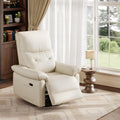 Power Recliner Chair, 270° Swivel Rocking Glider with USB Charging Port, PU Leather Upholstered Fabric and Button Tufted Backrest, Ergonomic Nursery Chair for Living Room (Beige)