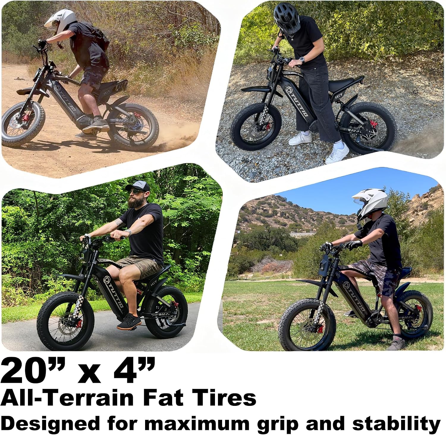 Tuttio ICT Electric Bike for Adults Teens Age 16+, 4000 Peak 50MPH 60V 25AH Electric-Dirt-Bike, 20' Fat Tire Electric Motorcycle, Full Suspension E-Bike for Mountain Off-Road Snow