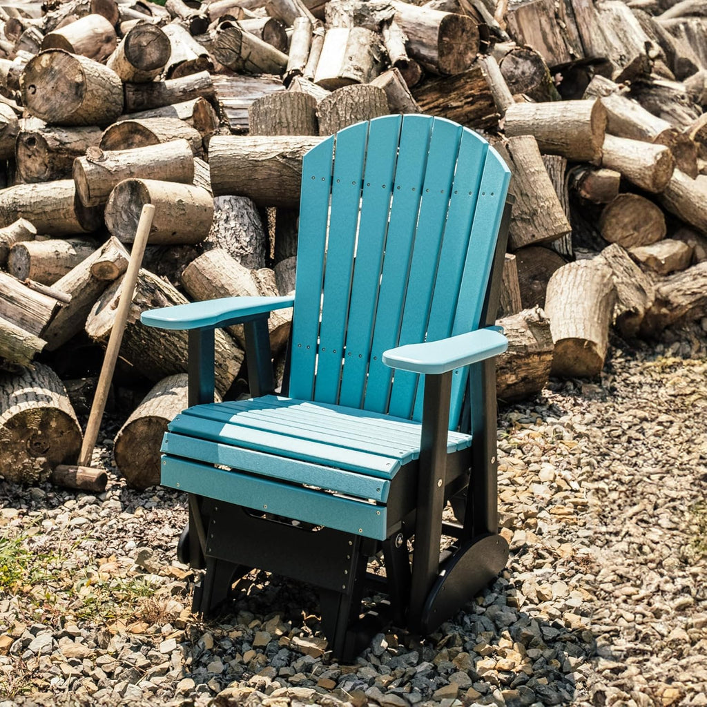 LuxCraft 2' Adirondack Glider Chair, Outdoor Patio Rocking Glider, Gliding Rocker for Outside (Antique Mahogany)