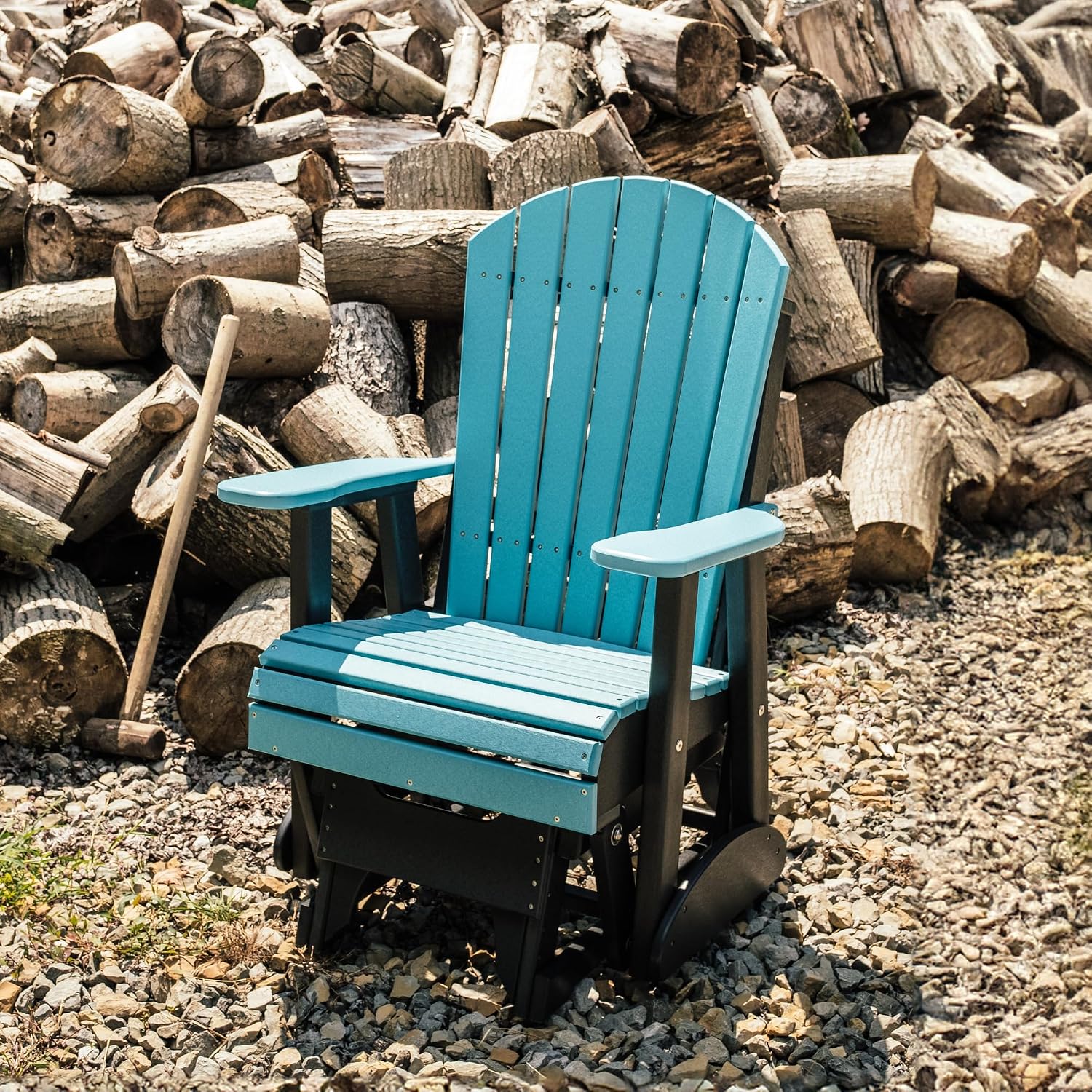 LuxCraft 2' Adirondack Glider Chair, Outdoor Patio Rocking Glider, Gliding Rocker for Outside (Green)