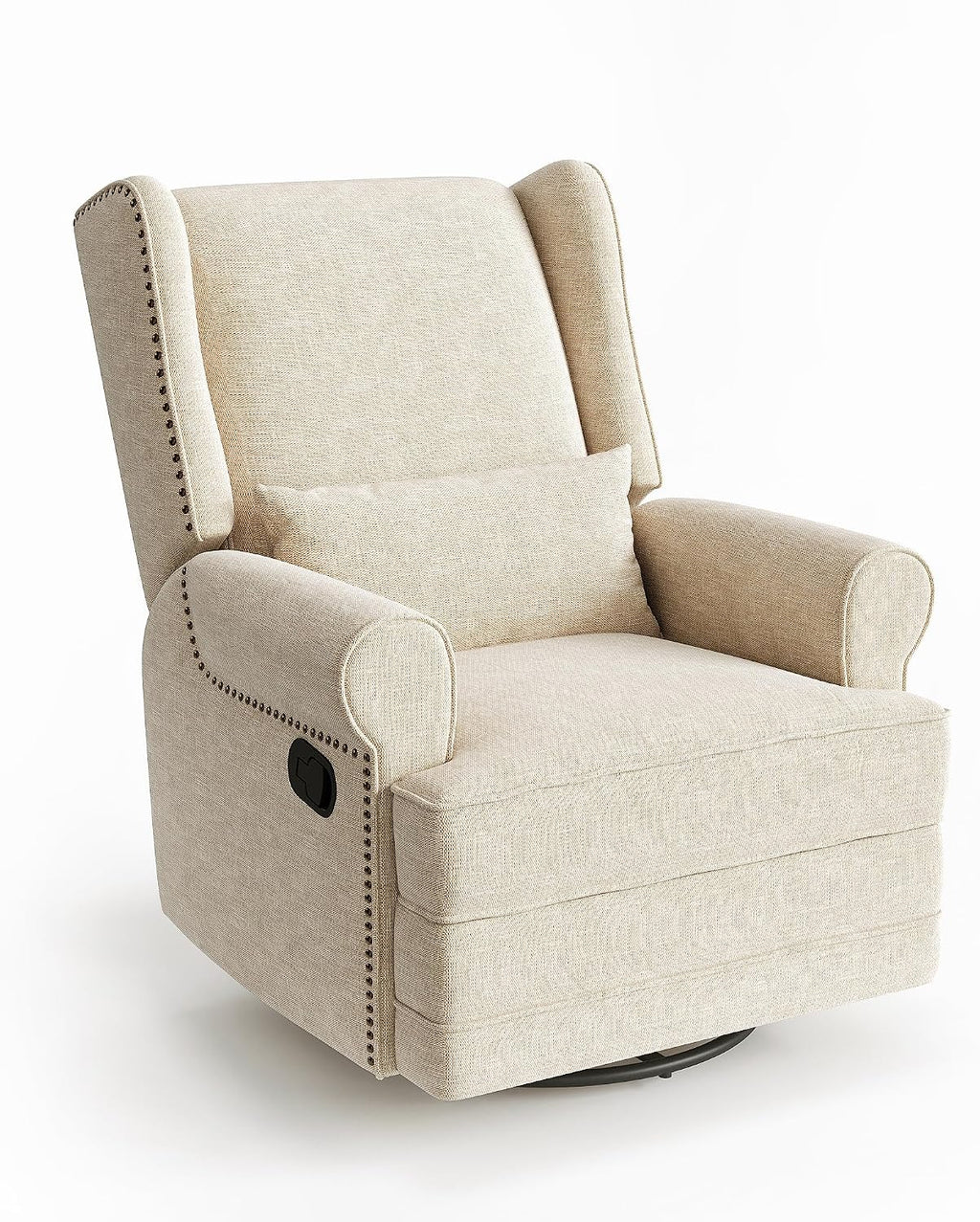 May in Color Swivel Recliner Chair with Extra Large Footrest, Comfy Upholstered Glider Rocking Chair for Living Room, Bedroom and Ofice, Beige
