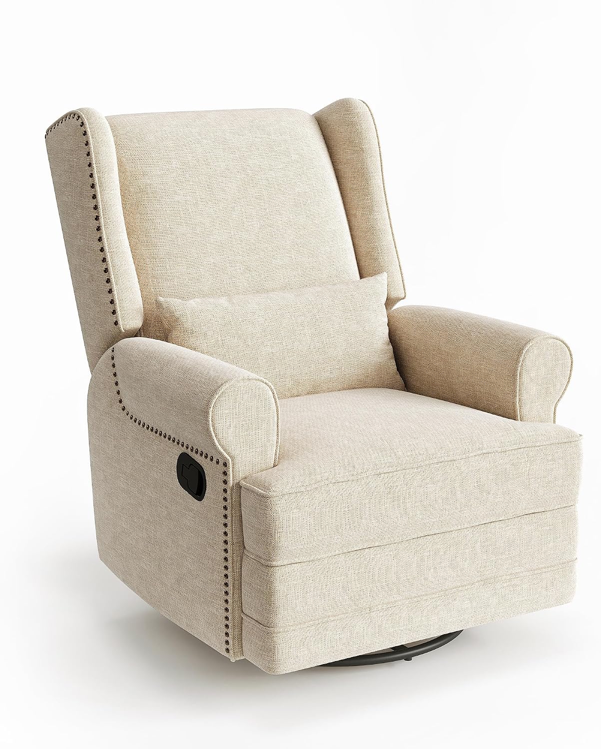 May in Color Swivel Recliner Chair with Extra Large Footrest, Comfy Upholstered Glider Rocking Chair for Living Room, Bedroom and Ofice, Beige