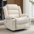 Rocker Recliner Chair with Heat and Massage, 360° Swivel Nursery Rocking Chairs for Adults, Oversized Recliner Single Sofa Seat with Cup Holders, Lazy Boy Recliner Single Sofa (Manual, Beige)