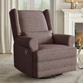 RoyalCraft Swivel Recliner Chair, Comfy Glider Rocking Chairs with Lumbar Pillow and Footrest, Upholstered Swivel Rocking Chair for Living Room, Bedroom, Brown