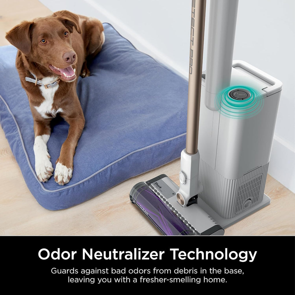Shark IW3511 Detect Pro Auto-Empty System, Cordless Vacuum with HEPA, QuadClean Multi-Surface Brushroll, 60-Minute Runtime, Includes 8' Crevice Tool & Pet Multi-Tool, White/Beats Brass (Renewed)