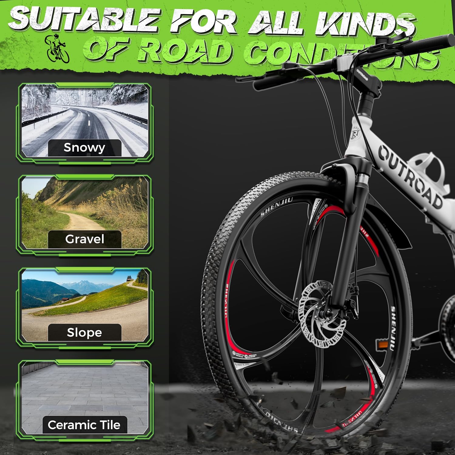 26 Inch Adult Folding Bikes/Mountain Bikes, 21 Speeds Mountain Bicycles with Full Suspension, Dual Disc Brake, High Carbon Steel Frame, Foldable Bike for Men/Women/Teen, Multiple Colors