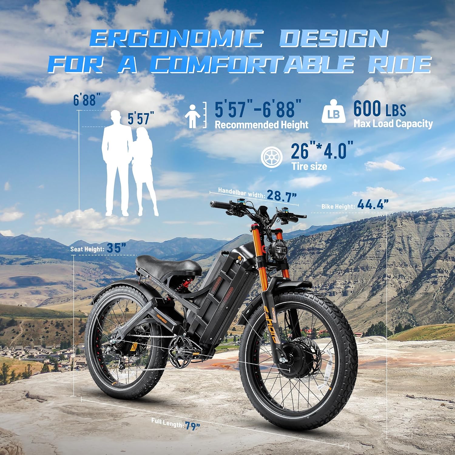 2026 eAhora Romeo Pro 3/2 50-46 Mph Electric Bike for Adults, 5600W/4000W/2500W Dual Motor Ebike 60V 80Ah/52V 70Ah Battery 200 Miles Long Range, 26*4.0'/20*4.5' Fat Tire, Full Suspension, All Terrain