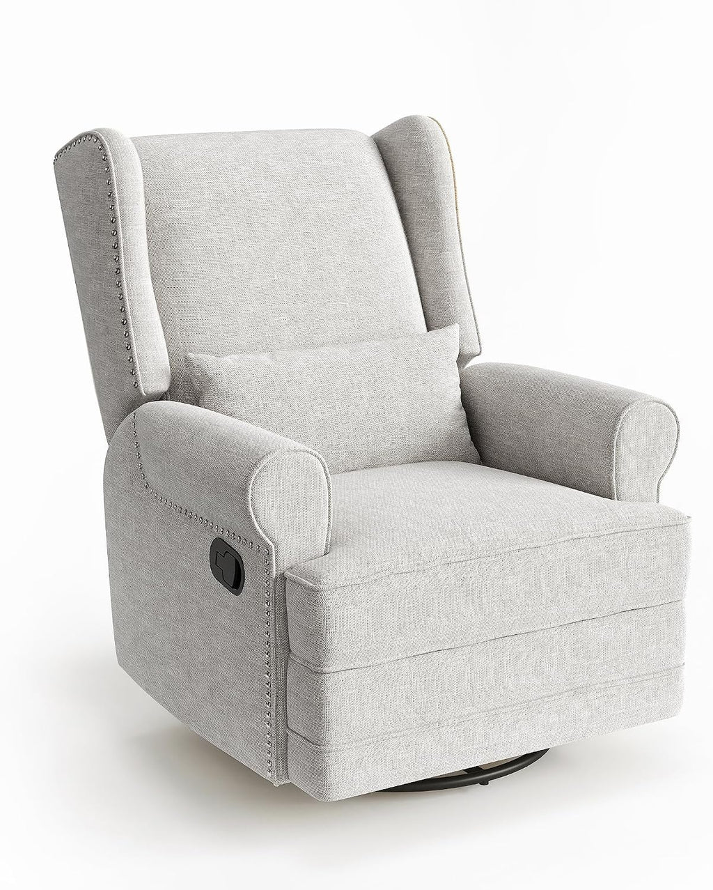 May in Color Swivel Recliner Chair with Extra Large Footrest, Comfy Upholstered Glider Rocking Chair for Living Room, Bedroom and Ofice, Grey