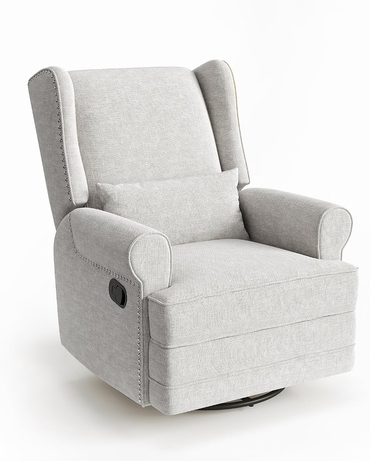 May in Color Swivel Recliner Chair with Extra Large Footrest, Comfy Upholstered Glider Rocking Chair for Living Room, Bedroom and Ofice, Grey
