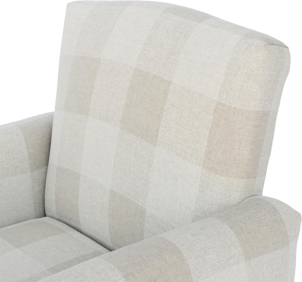 Toddler Personalized Armchair, Kids Upholstered Rocking Chair with Personalization, Toddler Chair with Personalized Name, Comfy Child Armchair (Legs, Natural Check)