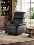 GAOMON Swivel Rocking Recliner Chair, Manual Leather Recliner Glider with Lumbar Support & Padded Armrest, Comfortable Rocker Nursery Single Sofa for Living Room and Bedroom (Black)