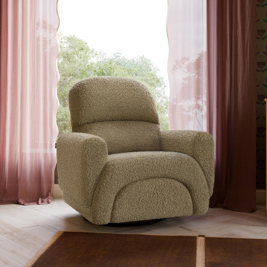 Babyletto Rainbow Recliner and Swivel Glider in Latte Teddy Loop, Greenguard Gold Certified and CertiPUR-US® Certified