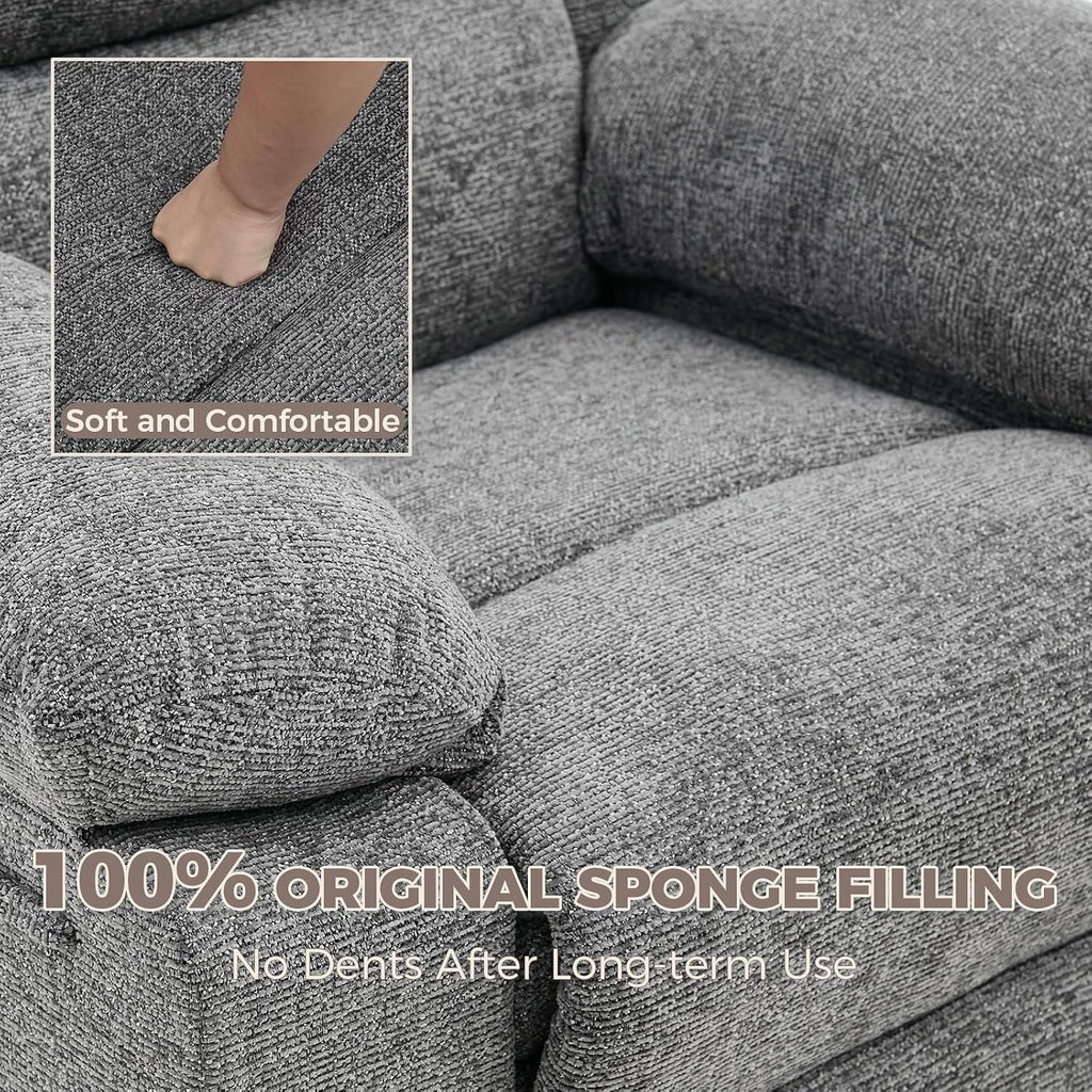 Rocking Nursery Glider Recliner Chair,360° Swivel Rock Recliner Chairs Single Sofa with Vibration Massage and Heating for Living Room/Bedroom,Grey