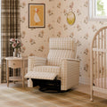 Namesake Willa Pro Power Recliner and Swivel Glider in Tan Gingham, Built-in USB Charging Port, Under Chair Light, Adjustable Headrest and Lumbar Support | Greenguard Gold and CertiPUR-US® Certified