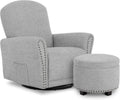 Evolur Vienna Swivel Glider with Ottoman, FSC Certified, Greenguard Gold and JPMA Certified Glider Rocking Chair, 360° Swivel Motion, Ergonomic Design Nursery Glider, Cobblestone