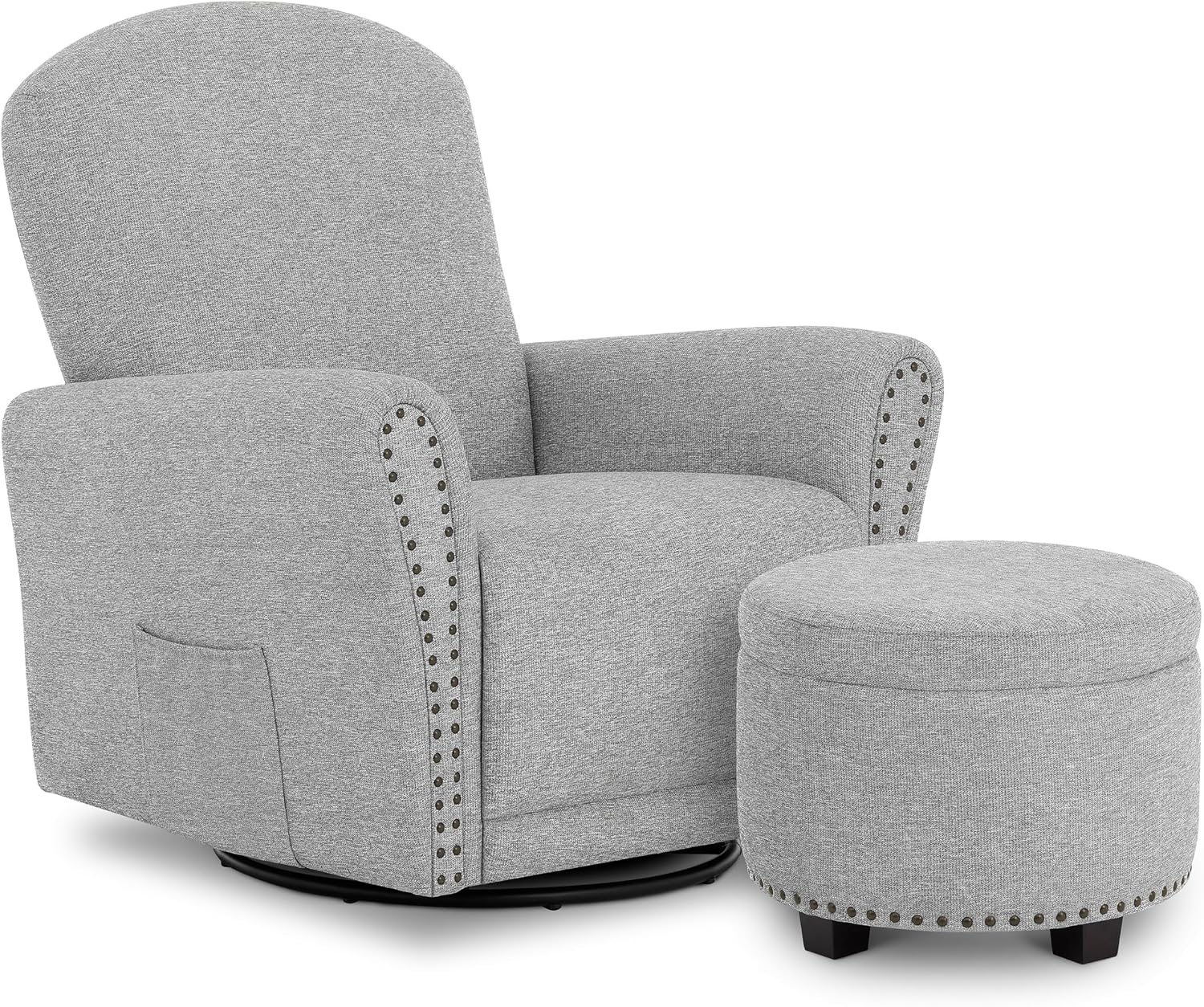 Evolur Vienna Swivel Glider with Ottoman, FSC Certified, Greenguard Gold and JPMA Certified Glider Rocking Chair, 360° Swivel Motion, Ergonomic Design Nursery Glider, Cobblestone