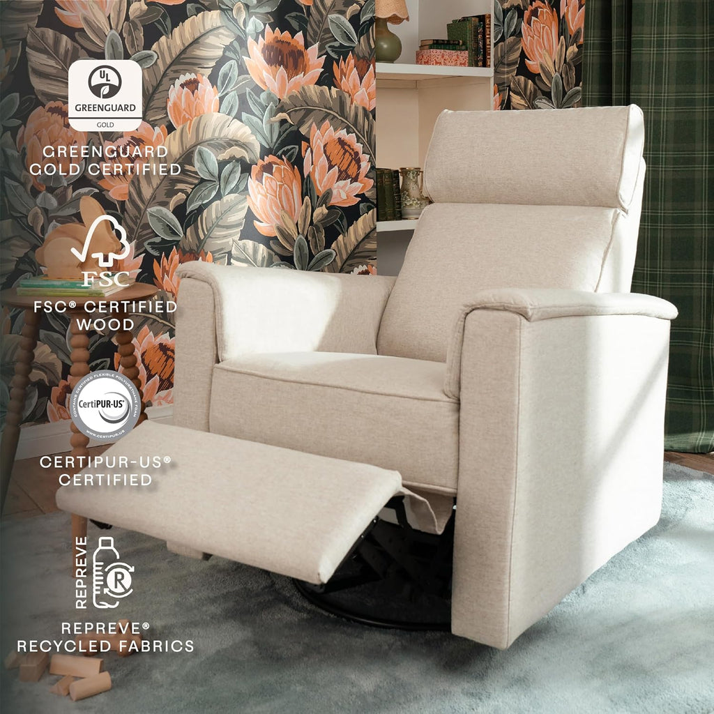 Namesake Willa Plus Power Glider Recliner w/Power Headrest in Performance Beach Eco-Weave, Water Repellent and Stain Resistant, Greenguard Gold and CertiPUR-US® Certified